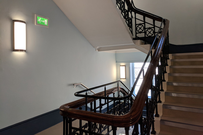 lighting project - stairway wall fittings, the brassey institute, hastings