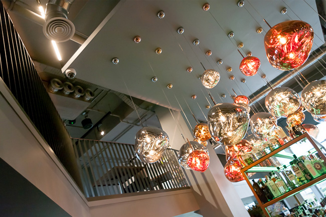 hospitality lighting project - bespoke glass lighting, four degree, vauxhall, london