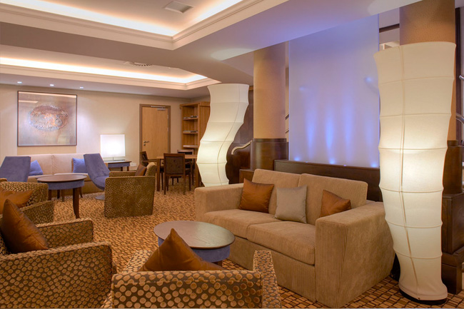hospitality lighting project - seamless lighting in lounge, royal yacht hotel, jersey