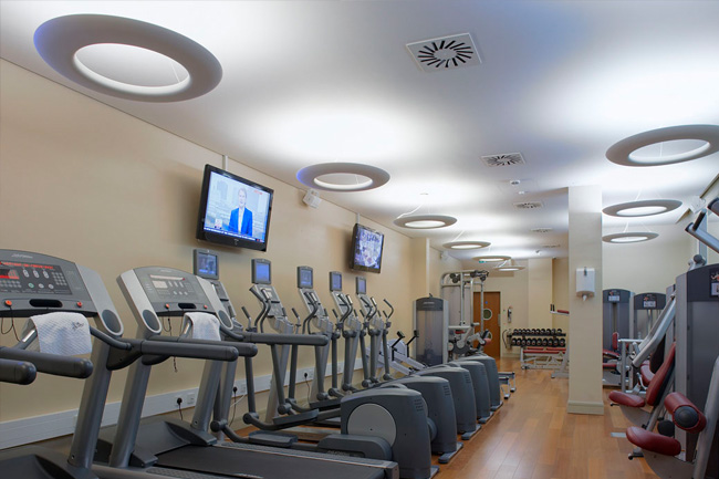 hospitality lighting project - pendant uplighting, royal yacht hotel, jersey